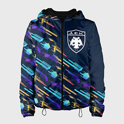 Куртка с капюшоном женская AEK Athens градиентные мячи, цвет: 3D-черный