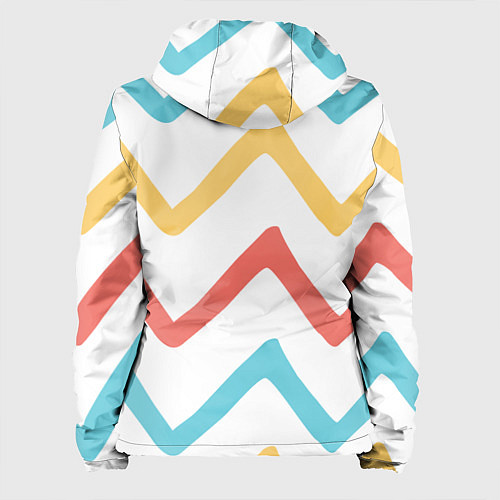 Женская куртка Волнообразные жёлтые, красные и синие линии / 3D-Черный – фото 2