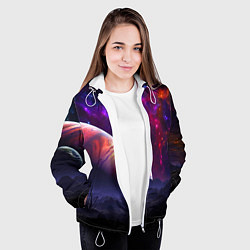 Куртка с капюшоном женская Бесконечное космическое пространство - Планета, цвет: 3D-белый — фото 2