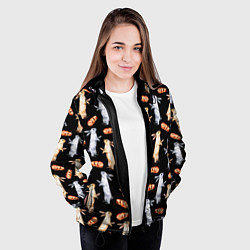 Куртка с капюшоном женская Акварельные кролики, цвет: 3D-черный — фото 2