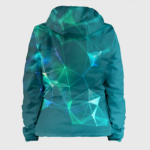 Женская куртка Геометрическая конструкция на бирюзовом фоне / 3D-Белый – фото 2