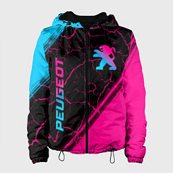 Куртка с капюшоном женская Peugeot - neon gradient: надпись, символ, цвет: 3D-черный