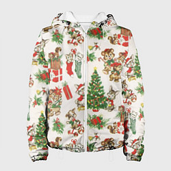 Куртка с капюшоном женская Christmas Рождество, цвет: 3D-белый