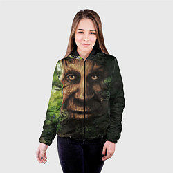 Куртка с капюшоном женская Дерево с лицом мем Мудрое дерево, цвет: 3D-черный — фото 2