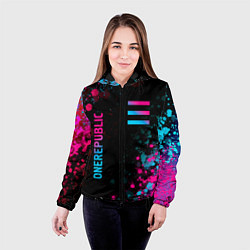 Куртка с капюшоном женская OneRepublic - neon gradient: надпись, символ, цвет: 3D-черный — фото 2