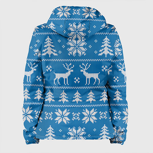 Женская куртка Рождественский синий свитер с оленями / 3D-Белый – фото 2