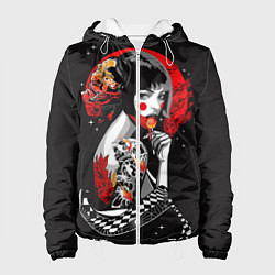 Куртка с капюшоном женская Гейша с конфетой, цвет: 3D-белый