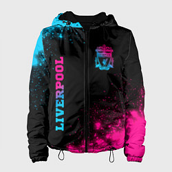 Куртка с капюшоном женская Liverpool - neon gradient: надпись, символ, цвет: 3D-черный