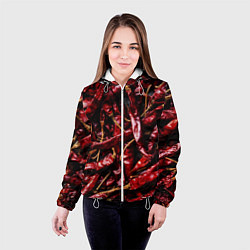 Куртка с капюшоном женская Перчики чили, цвет: 3D-белый — фото 2