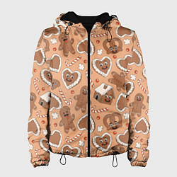 Женская куртка Новогодний паттерн с печеньем