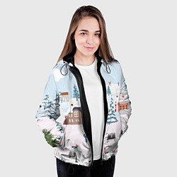 Куртка с капюшоном женская Новый год - каникулы, цвет: 3D-черный — фото 2