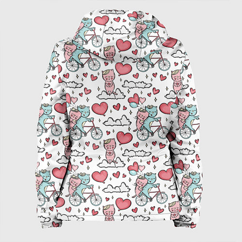 Женская куртка Влюблённые кот и кошка на велосипеде / 3D-Белый – фото 2