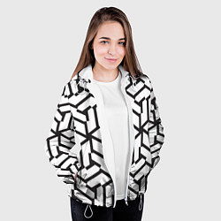 Куртка с капюшоном женская Чёрно-белый бесконечный лабиринт, цвет: 3D-белый — фото 2