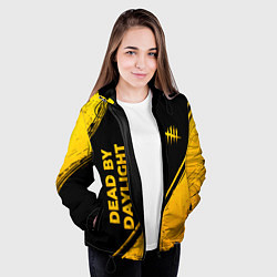 Куртка с капюшоном женская Dead by Daylight - gold gradient: надпись, символ, цвет: 3D-черный — фото 2