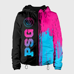 Куртка с капюшоном женская PSG - neon gradient: по-вертикали, цвет: 3D-черный
