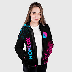 Куртка с капюшоном женская Roblox - neon gradient: надпись, символ, цвет: 3D-черный — фото 2