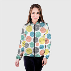 Куртка с капюшоном женская Круги с полосками в точку, цвет: 3D-черный — фото 2