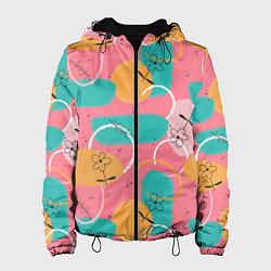 Женская куртка Цветы и фигуры абстракция