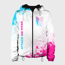 Женская куртка Attack on Titan neon gradient style: надпись, симв