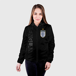 Куртка с капюшоном женская Сборная Англии боковая полоса, цвет: 3D-черный — фото 2