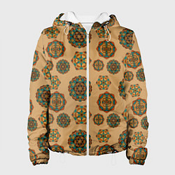 Женская куртка Мандалы на бежевом фоне