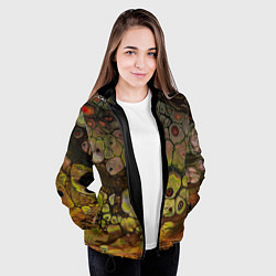 Куртка с капюшоном женская Оранжевые камни, вода и краски, цвет: 3D-черный — фото 2