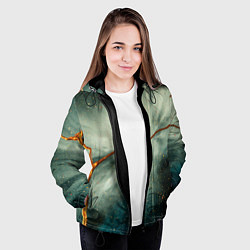 Куртка с капюшоном женская Туман, лучи и краски, цвет: 3D-черный — фото 2