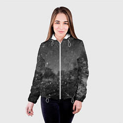 Куртка с капюшоном женская Абстрактная тьма и следы белой краски, цвет: 3D-белый — фото 2