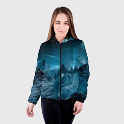 Куртка с капюшоном женская Снежные горные вершины, цвет: 3D-черный — фото 2