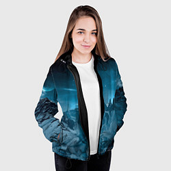 Куртка с капюшоном женская Снежные горные вершины, цвет: 3D-черный — фото 2