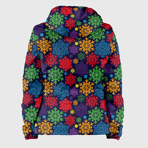 Женская куртка Снежинки разноцветные / 3D-Черный – фото 2