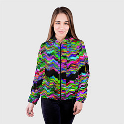 Куртка с капюшоном женская Глитч с искривлённым ртом, цвет: 3D-черный — фото 2