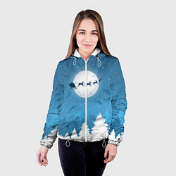 Куртка с капюшоном женская Новогодняя сказка дед мороз, цвет: 3D-белый — фото 2