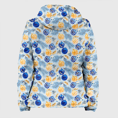 Женская куртка Шарики новогодние ёлочные, синие / 3D-Белый – фото 2