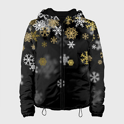 Женская куртка Золотые и белые снежинки