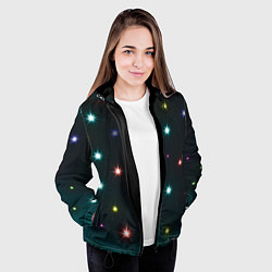 Куртка с капюшоном женская Звездное небо, цвет: 3D-черный — фото 2