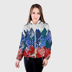 Куртка с капюшоном женская Флаг России в стиле пэчворк, цвет: 3D-белый — фото 2