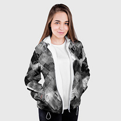 Куртка с капюшоном женская Полоски белые и чёрные, цвет: 3D-белый — фото 2