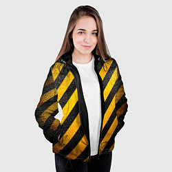 Куртка с капюшоном женская Черно-желтая опасность, цвет: 3D-черный — фото 2