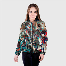 Куртка с капюшоном женская Волны - краски, цвет: 3D-черный — фото 2