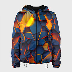 Куртка с капюшоном женская Плитки со свечением, цвет: 3D-черный