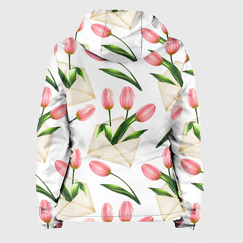 Женская куртка Тюльпаны в конвертах - паттерн / 3D-Белый – фото 2