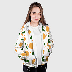 Куртка с капюшоном женская Апельсины с листьями, цвет: 3D-белый — фото 2