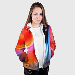 Куртка с капюшоном женская Радужные волны, цвет: 3D-белый — фото 2