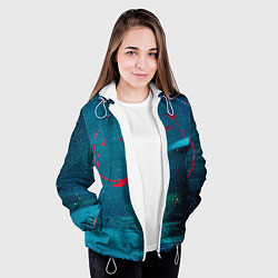 Куртка с капюшоном женская Абстрактные туман и розовые краски, цвет: 3D-белый — фото 2