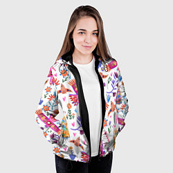 Куртка с капюшоном женская Птицы, цвет: 3D-черный — фото 2