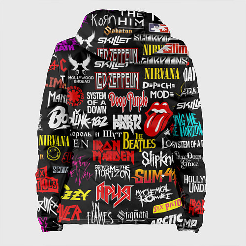 Женская куртка Логотипы рок групп цветные / 3D-Черный – фото 2