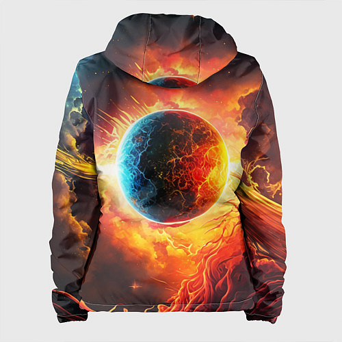 Женская куртка Планета в огненном космосе / 3D-Белый – фото 2
