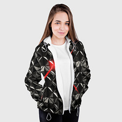 Куртка с капюшоном женская Металлические плитки, цвет: 3D-белый — фото 2