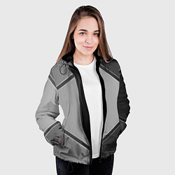 Куртка с капюшоном женская Серебряные металлические пластины, цвет: 3D-черный — фото 2
